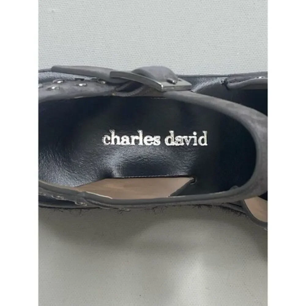 Charles David $219‎ Madeira Espadrille Platform Sandals 5.5 Black Gray Women's
